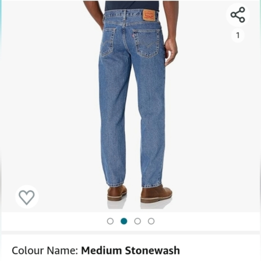 Levi's 550 Relaxed‎ fit jeans,medium stonewash color,men's W33 L34